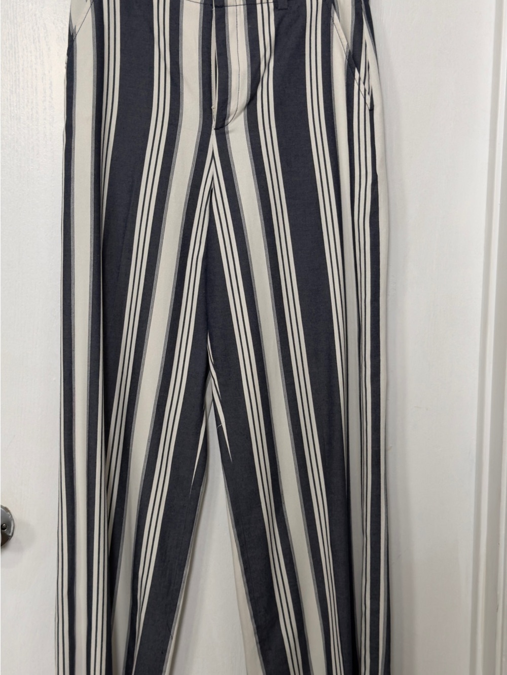 Massimo Dutti Black and White Vertical Stripe Chinos